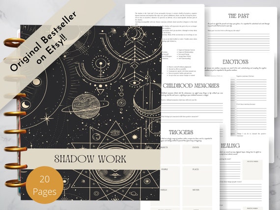 Shadow Work Journal, 20-Page Self-Reflection Workbook, Guided Prompts, Printable PDF