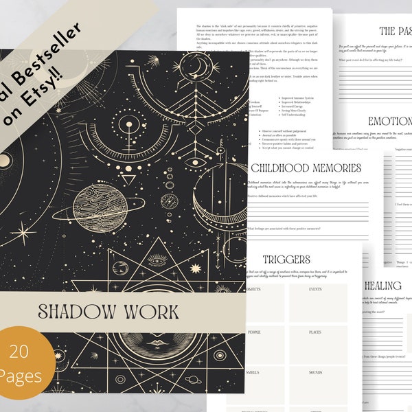 Shadow Work Journal, Printable & Digital Grimoire Pages, Book of Shadows, Mental Health Journal, A4 A5 US Letter