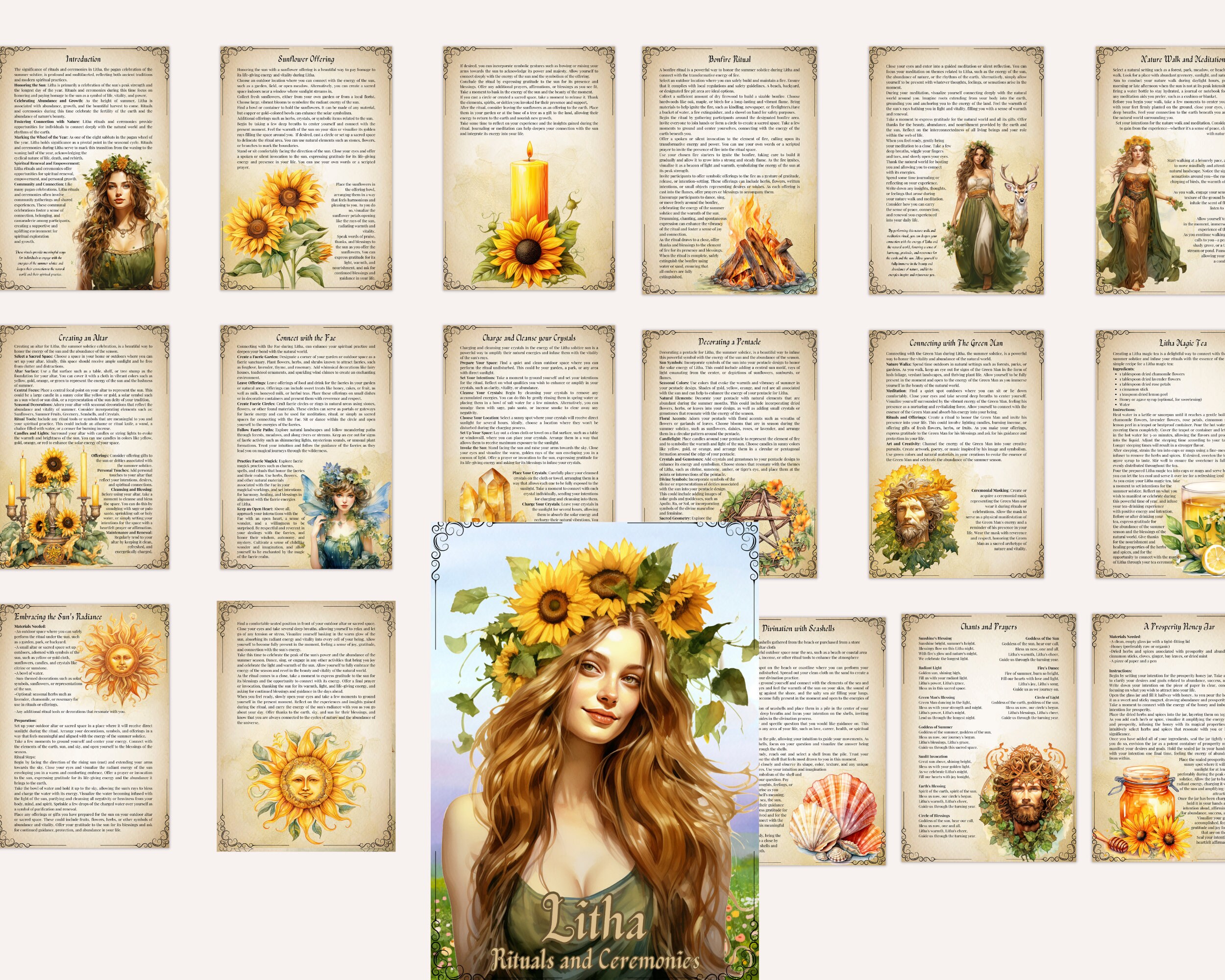 Litha Ritual Printable | Summer Solstice Grimoire Pages | Book of ...