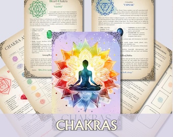 Chakras Grimoire | 7 Chakra Healing Guide | Meditation, Crystals, Affirmations & Energy Balance Printable PDF