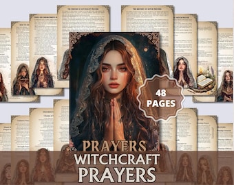 Prayers Printable Grimoire & Spiritual Guide PDF – Moon Phases, Deities, Protection and Blessings Journal | Witchcraft Prayer Book