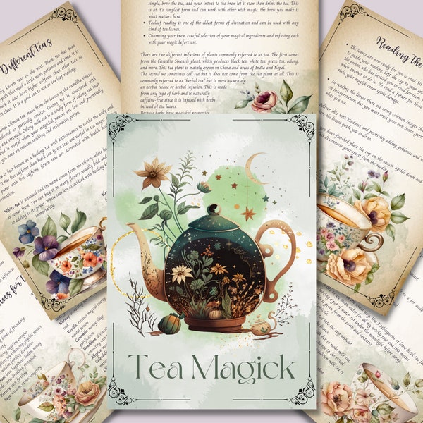 Tea Magick. Beautiful pages for you Book Of Shadows. Instant download