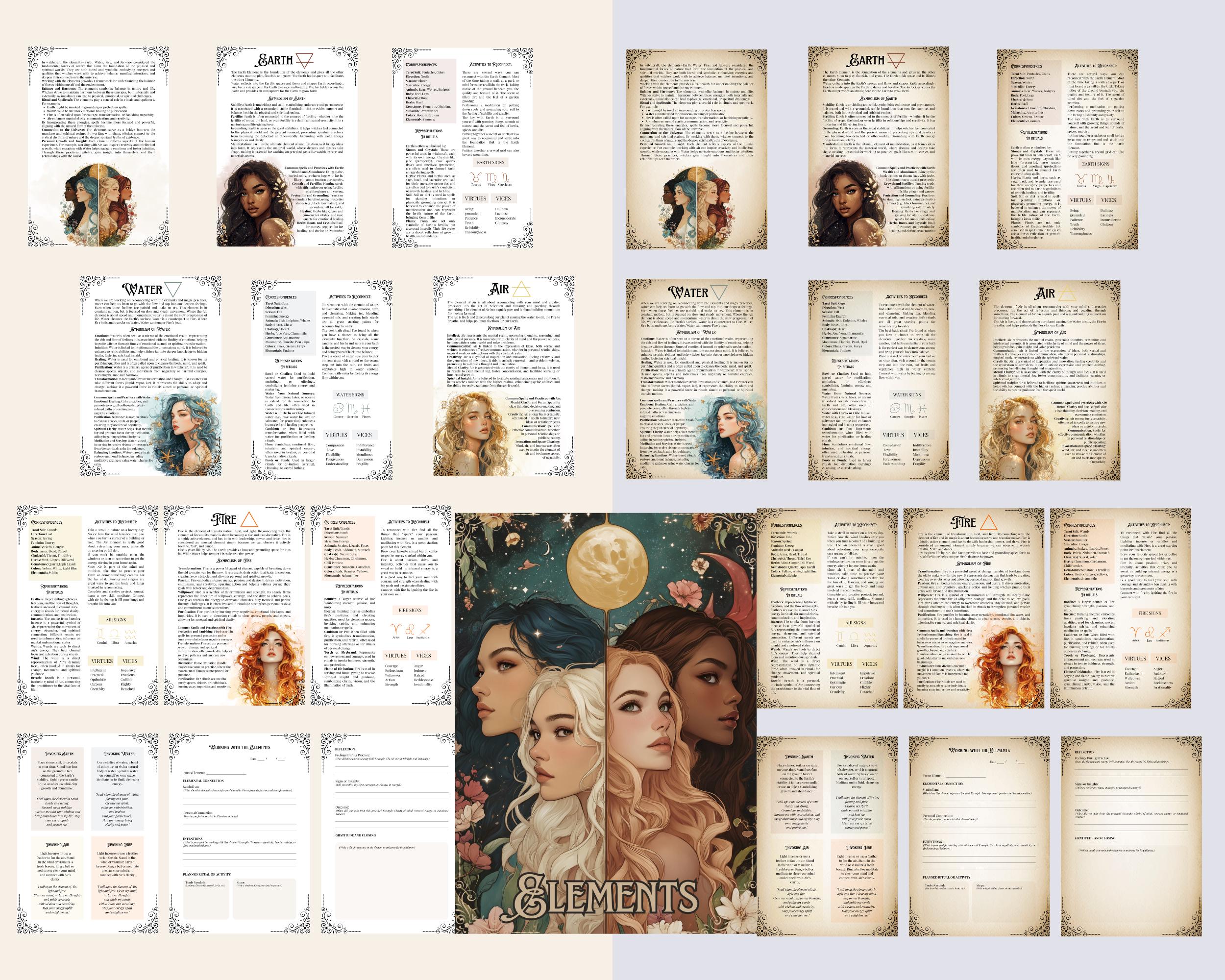 Elemental Magick Guide: Witchcraft Grimoire Pages (PDF) - Etsy