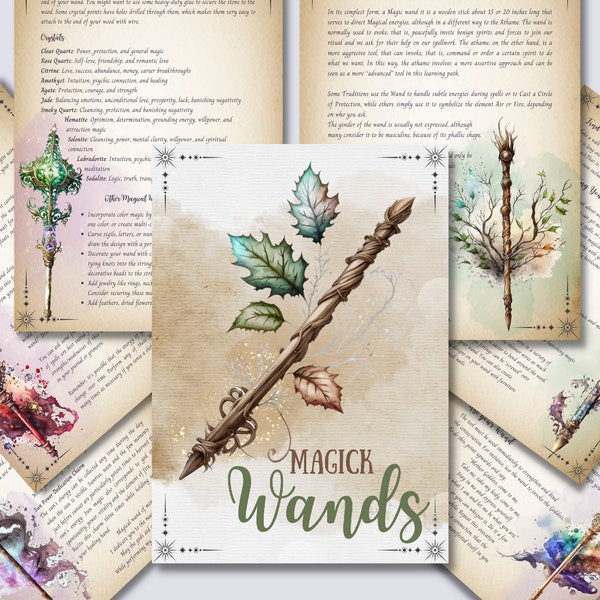 Magick Wands. Beautiful pages for your Book Of Shadows. Instant Download.