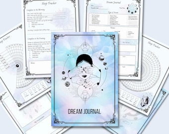 Dream Journal, Watercolor Printable Pages, Witch dreams, Sleep tracker, 2 styles