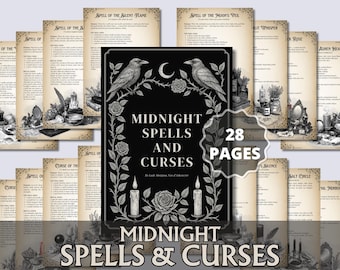 Midnight Spells and Curses | Digital Grimoire pages | Witchcraft Spellbook, Lunar Magic & Dark Academia PDF