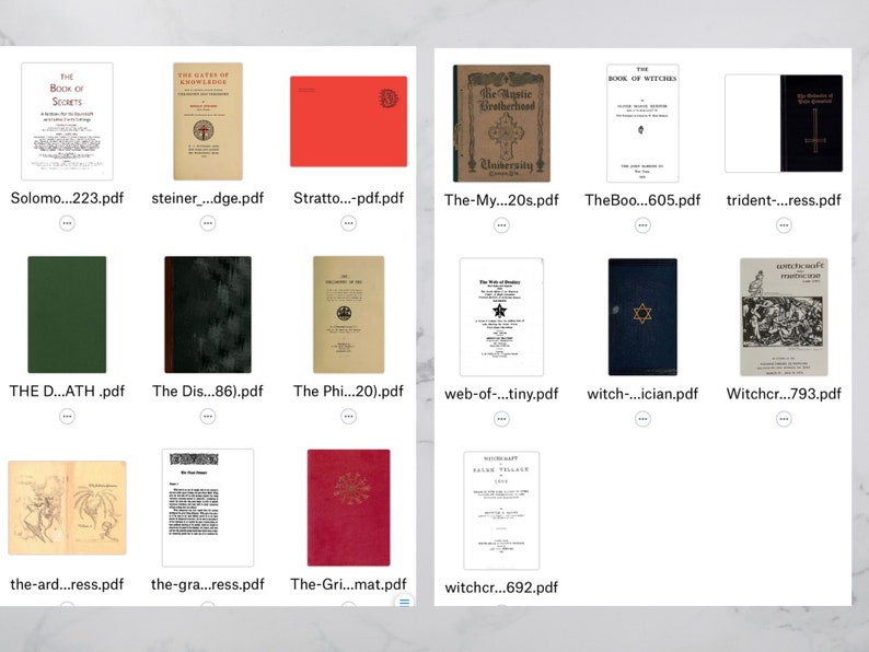 Puede incluir: Un collage de portadas de libros con t&iacute;tulos como "El Libro de los Secretos", "Las Puertas del Conocimiento", "La Hermandad M&iacute;stica", "El Libro de las Brujas", "Los Secretos de lo Oculto", "La Brujer&iacute;a", y "El Diccionario del Diablo".