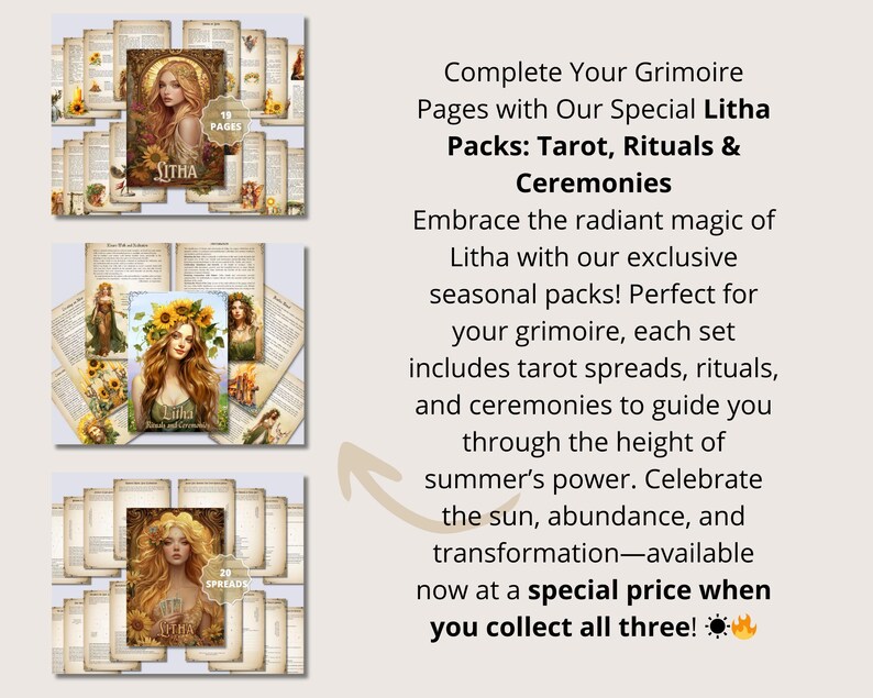 Litha Ritual Printable | Summer Solstice Grimoire Pages | Book of ...