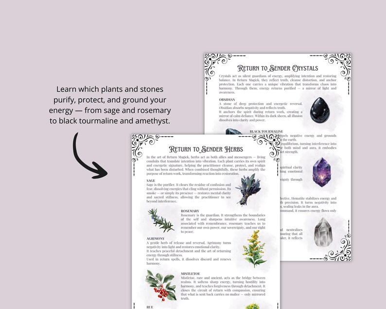 Return to Sender Printable Grimoire Pages — Ethical Reversal Spells, Protection Rituals & Energy Cleansing for Your Altar image 4