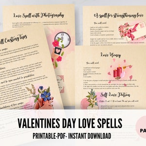 Valentine&#39;s Day Love Spells -Self Love Spell - Instant Download- 2 Styles
