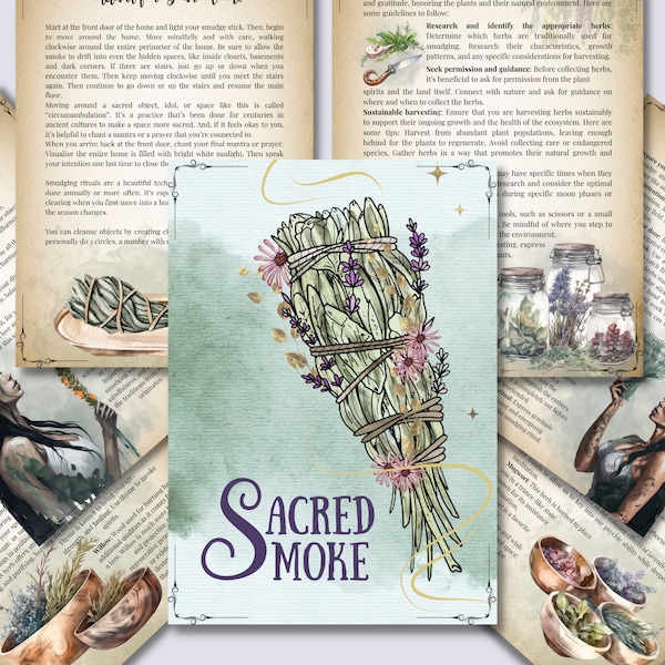 Sacred Smoke. Smudging For Beginners. Beautiful pages for your Book Of Shadows. Instant download