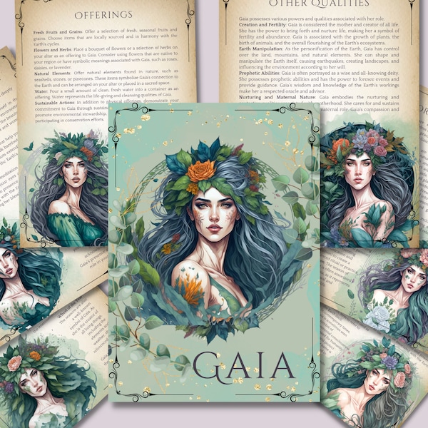 Gaia, Mother of Earth. Beautiful pages for your Book Of Shadows. Instant download.