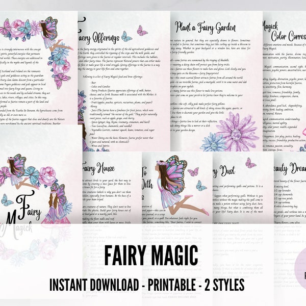 Fairy Magic, Grimoire pages, digital download