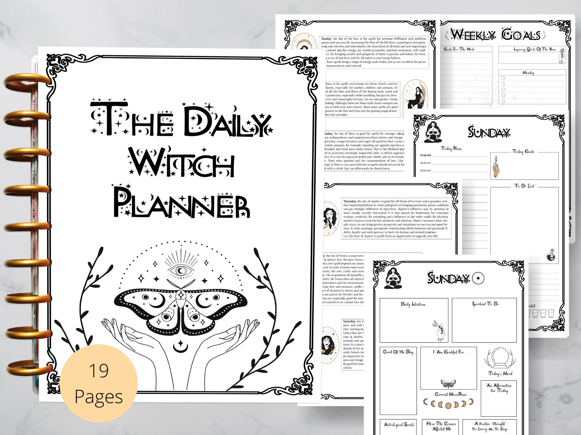 Daily Witch Planner 7 Days Planner Printable Daily Planner - Etsy
