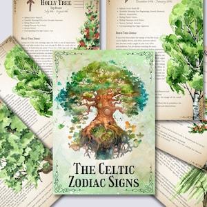 De Keltische sterrenbeelden van de dierenriem. Keltische boomastrologie. Prachtige pagina's voor je Book Of Shadows. Directe download