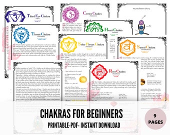 The CHAKRAS 9 PAGES + 9 B/W pages - Printable Book of Shadows