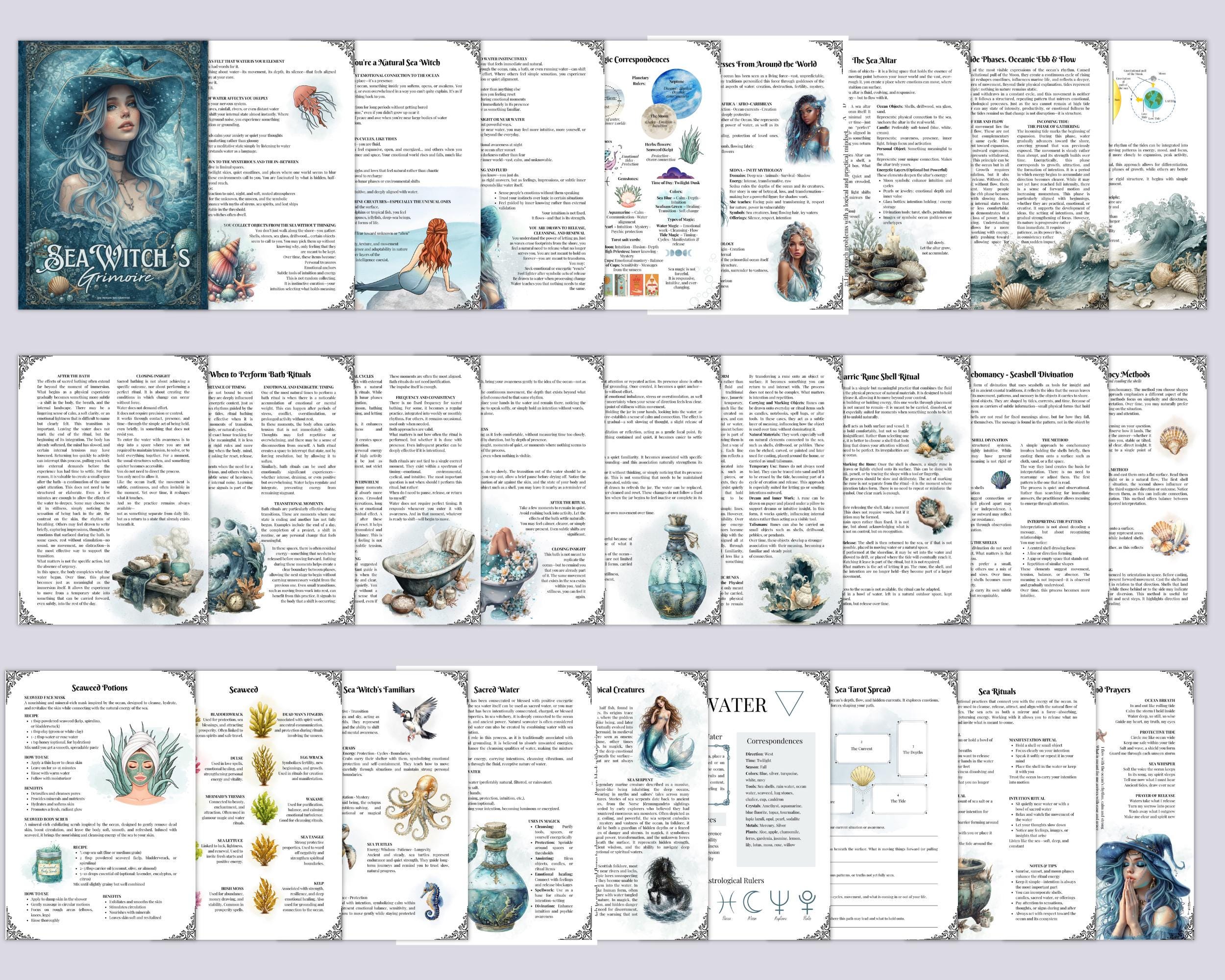 Sea Witch Grimoire Printable, Ocean Witchcraft Book, Sea Magic Rituals ...