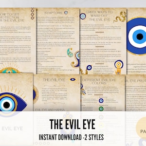 The Evil Eye, Printable Sheets, Grimoire, Digital Downloads, Spells, Hamsa Hand