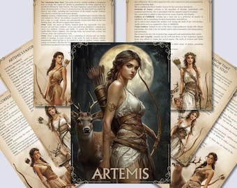 Artemis Greek Goddess Grimoire Pages • Moon & Hunt Magic • Printable BOS (PDF)