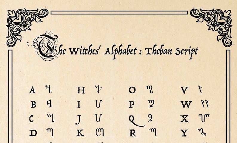 THEBAN MAGICK ALPHABET Used to Write Spells Instant - Etsy