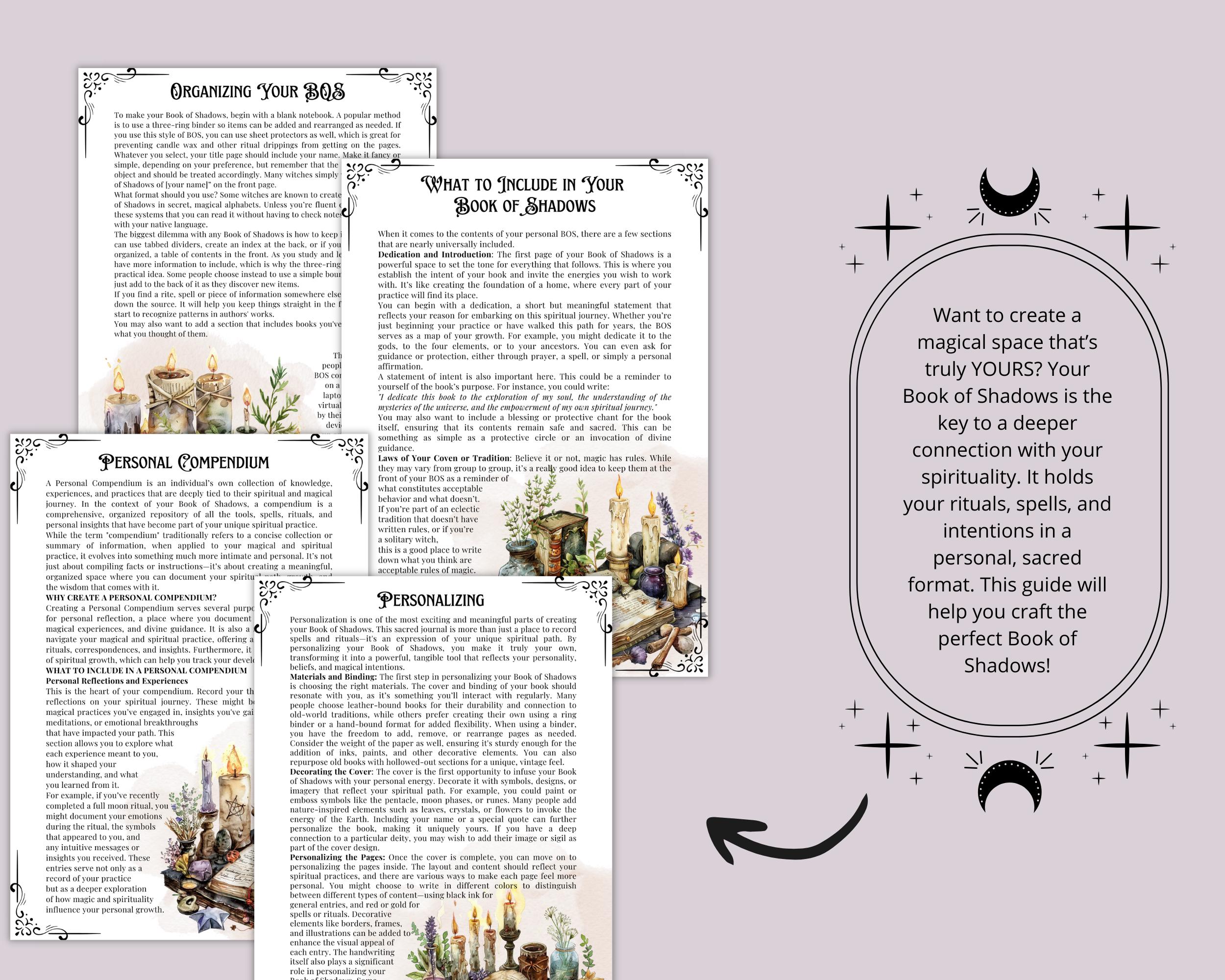 Book of Shadows Guide PDF | Witchcraft Journal, Spells & Rituals ...