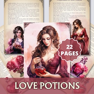 Pagine del Grimorio delle Pozioni d'Amore: Nozioni di base del Libro delle Ombre. Stampabile