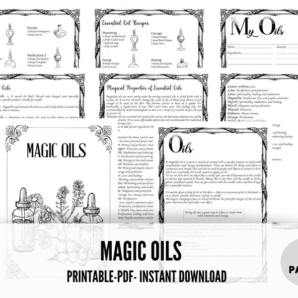 Magic oils, oils basics, grimoire pages