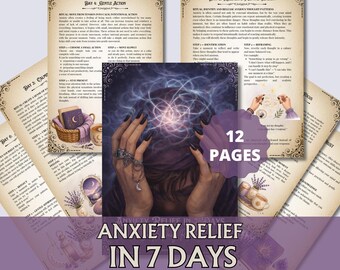 Anxiety Relief in 7 Days Workbook PDF, Calming Rituals, Printable Grimoire Pages