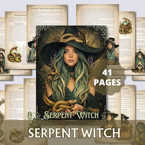 Serpent Witch Grimoire Printable Pages, Shadow Work Journal, Dark Feminine