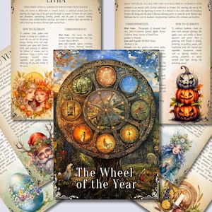 The 8 Sabbats. Celebrate the Wheel of the Year. Printable beautiful Grimoire Pages.