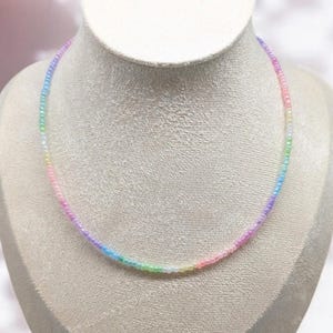 Ombre Pastel NECKLACE  • Gradient Bead Choker • Pastel Seed Bead Choker • Colorful Pastel Bead Rainbow Necklace •  Minimal Pastel Necklace