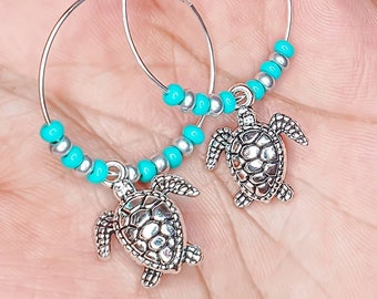 Turtle earrings, Turtle Jewelry, Silver Dangle Earrings, Sea Turtle Earring, Silver Jewelry, Beach Earrings, Fertility symbol, Gift for her