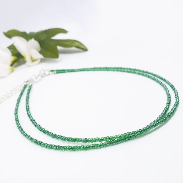 Tiny Green Bead Choker • Small Green Choker • Royal Green Small bead Choker • Dainty Green Necklace • Simple Green Choker • Green Choker