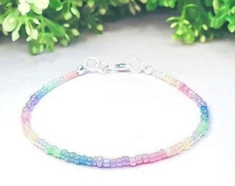 Ombre Pastel Minimal Bracelet • Candy Color Bracelet •  Gradient Bead Bracelet • Pastel Seed Bead Bracelet • Colorful Rainbow Bracelet