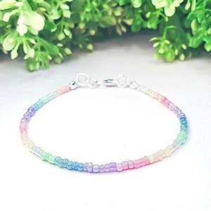 Ombre Pastel Minimal Bracelet • Candy Color Bracelet •  Gradient Bead Bracelet • Pastel Seed Bead Bracelet • Colorful Rainbow Bracelet