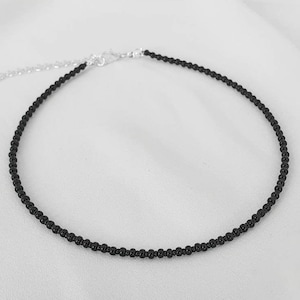 Black Seed Bead Choker • Black Beach Bead Choker • Gothic Black Beaded Necklace • Minimalist Black Bead Necklace  • Simple Black Necklace