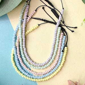 Waxed Cord Pastel Seed Bead ANKLET • SELECT ONE • Kawaii Pastel Anklet • Waxed Cord Anklet • Pastel Rainbow Anklet • Pastel Aesthetic