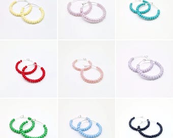 Preciosa Seed Bead Hoop Earrings • 25mm Minimal Bead Hoop Earrings •  Lightweight Bead Hoops • Simple Bead Hoop Earring •  Bead Hoops