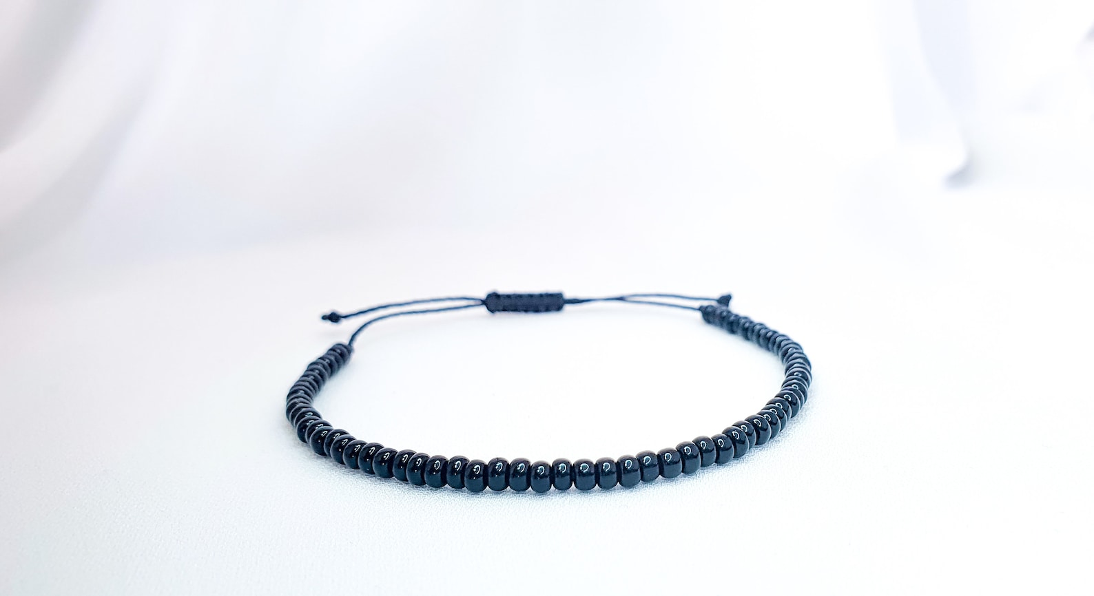 BLACK Bead Minimal Cord Bracelet Size 6 7 Inches Opaque Etsy