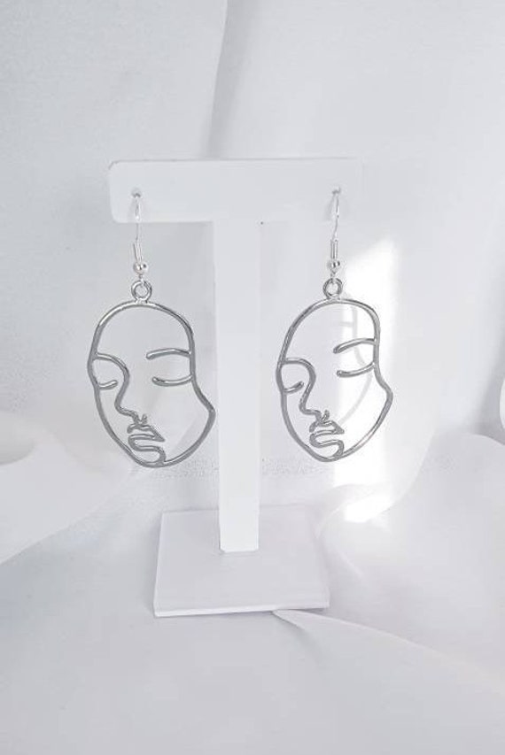 Face Outline Picasso Sterling Silver Stud Earrings Face Outline Picasso Sterling Silver Stud Earrings
