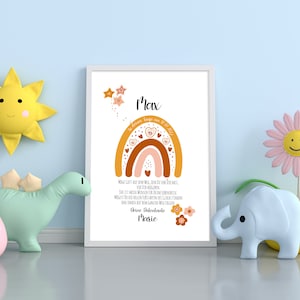 Carta de patrocinio personalizable | ahijado | Póster de regalo de bautismo | Madrina | padrino | Decoración de bautismo | Niño arcoíris | PDF