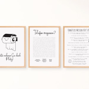 Funny toilet and bathroom poster in a set of 3. Funny idea for a guest toilet picture or bathroom decoration. Digital download in A4 and A3 size