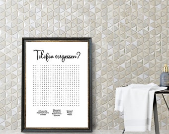 Funny toilet poster for the bathroom with word puzzle as bathroom decoration in the bathroom and guest toilet poster | Digital download as PDF | 2 sizes