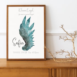 Murale et affiche en deuil des enfants des étoiles | ailes d'ange cadeau de deuil | fausse couche | rappel personnalisé | Souvenirs | A4 | PDF