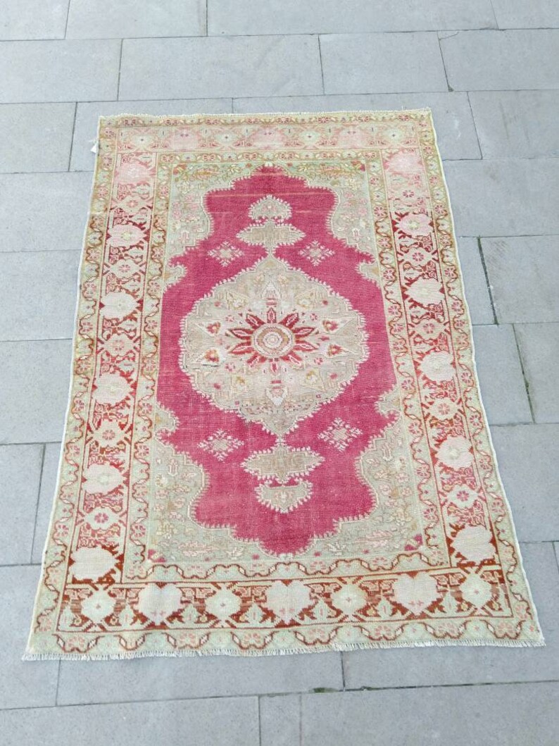 3'7 X 5'3 Ft Vintage Small Rug Oushak Etsy