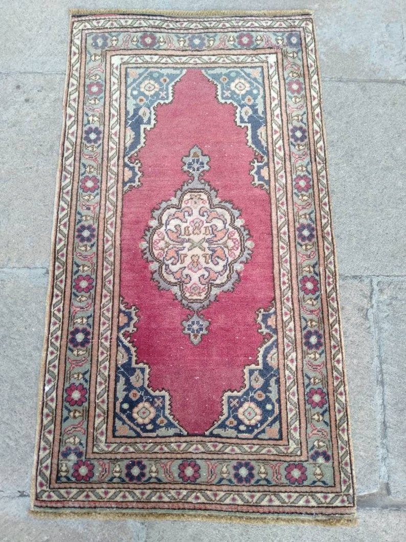 turkish small runner rug Turkish small rug rugs turkish doormat oushak small rug small rug vintage small rug runner rug 1/'9x3/'6 feet