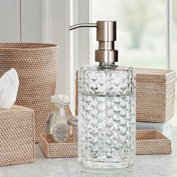 Clear glass hand soap dispenser 400ml Silver pump shampoo / Etsy