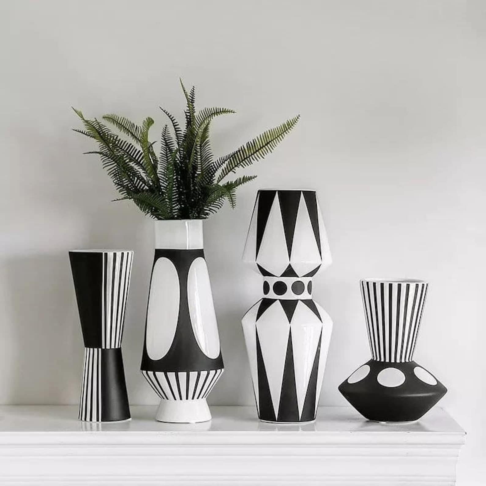 Moderne schwarz weiße Ornament Vase Geometrische Gestreifte / Etsy