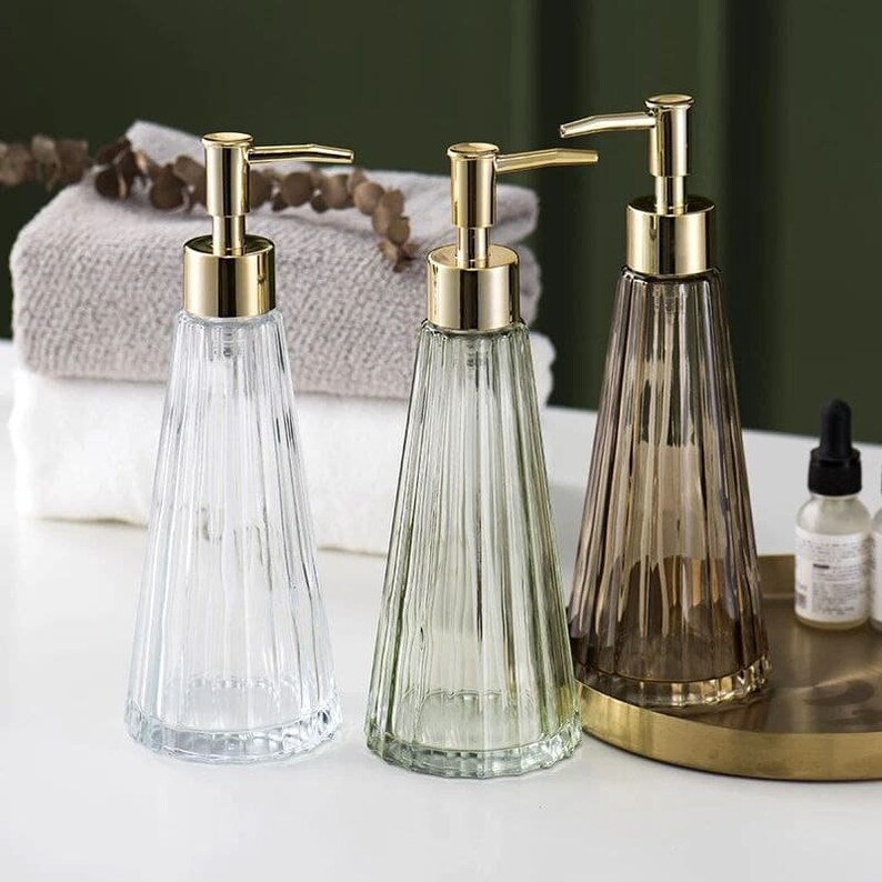 Vintage elegant glass soap dispenser Liquid soap / sanitizer Etsy