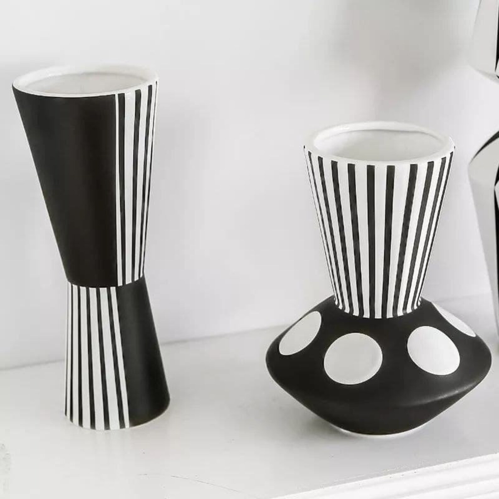 Moderne schwarz weiße Ornament Vase Geometrische Gestreifte / Etsy